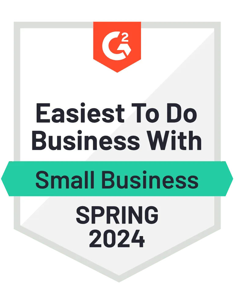 Easiest to do business with Small business 2024 G2 Award