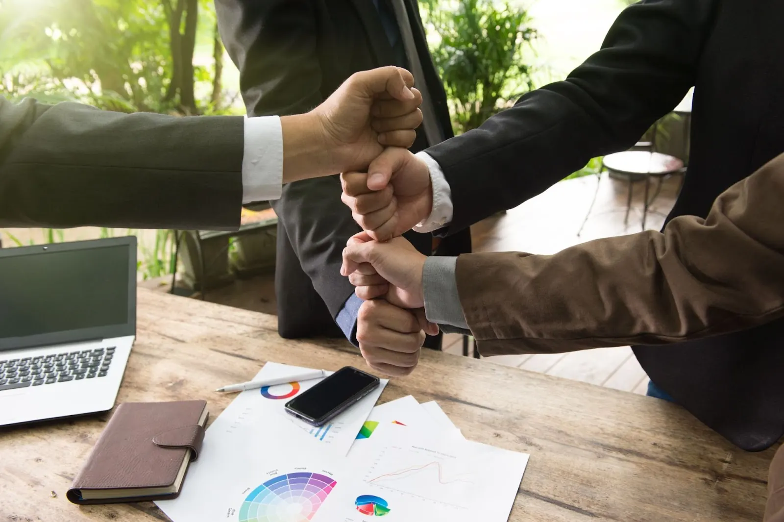 People in office working together and making a deal