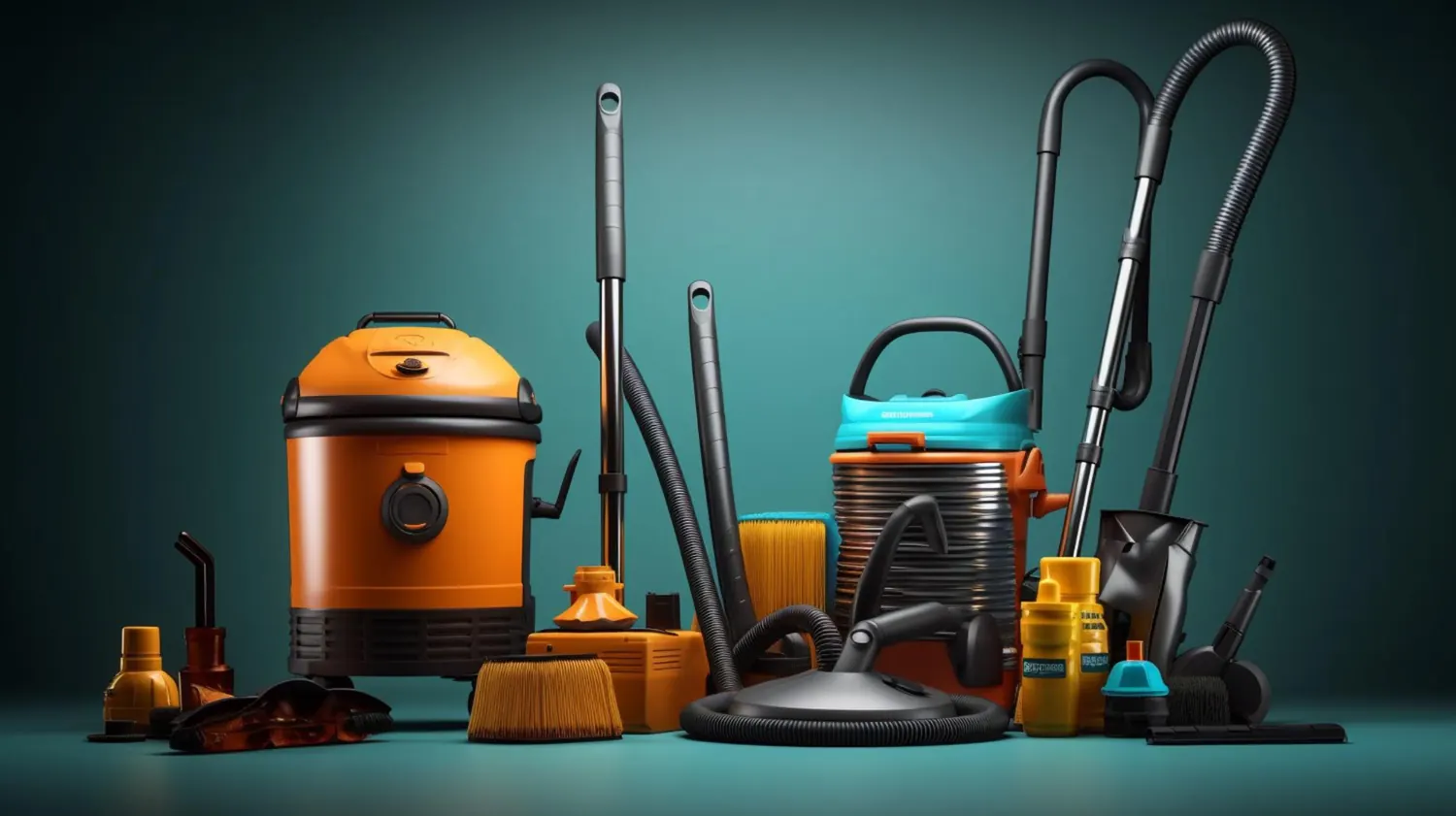 Variety of cleaning tools and products