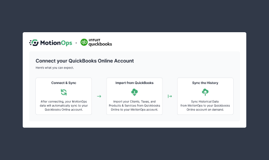 Screenshot of Quickbooks integration