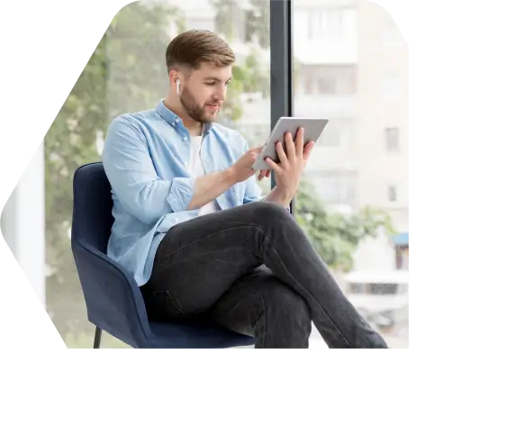 Man working on a tablet